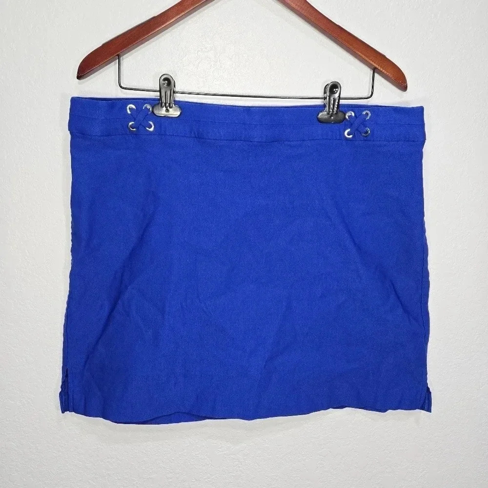 Raffaella Comfort Xxl Stretchy Athletic Skort Blue Short Skirt With Mesh Shorts